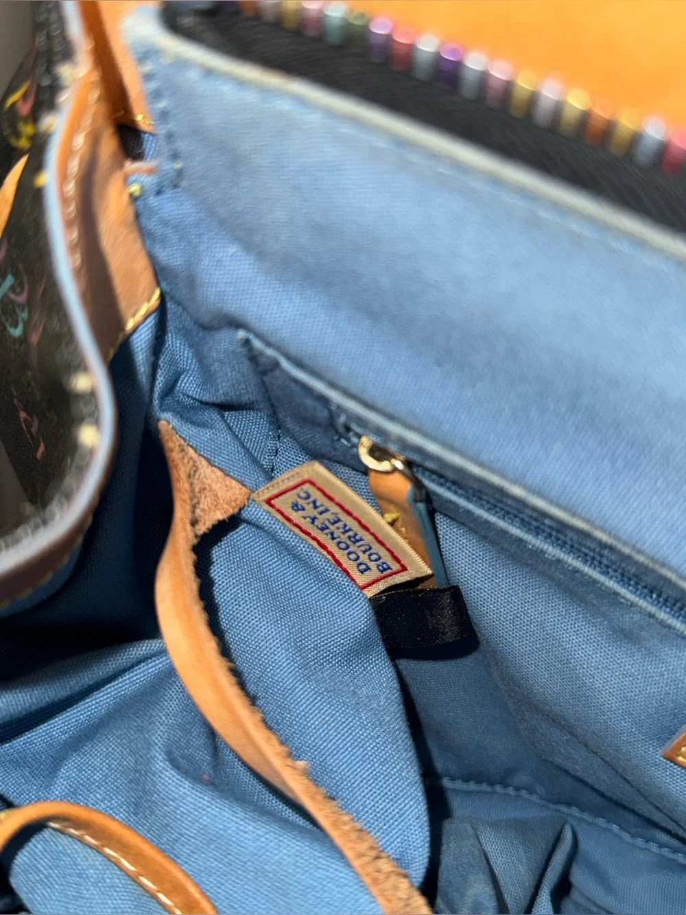 Dooney & Bourke Black Satchel RAINBOW ZIPPER EUC